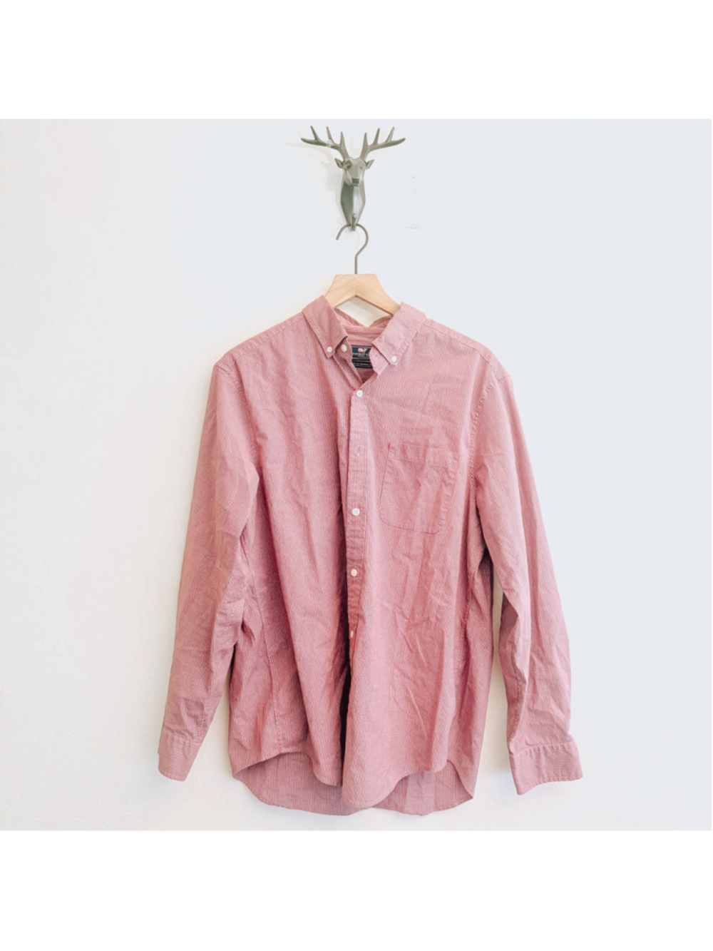Men's Vineyard Vines Red White Gingham Button Down Shirt Size Large